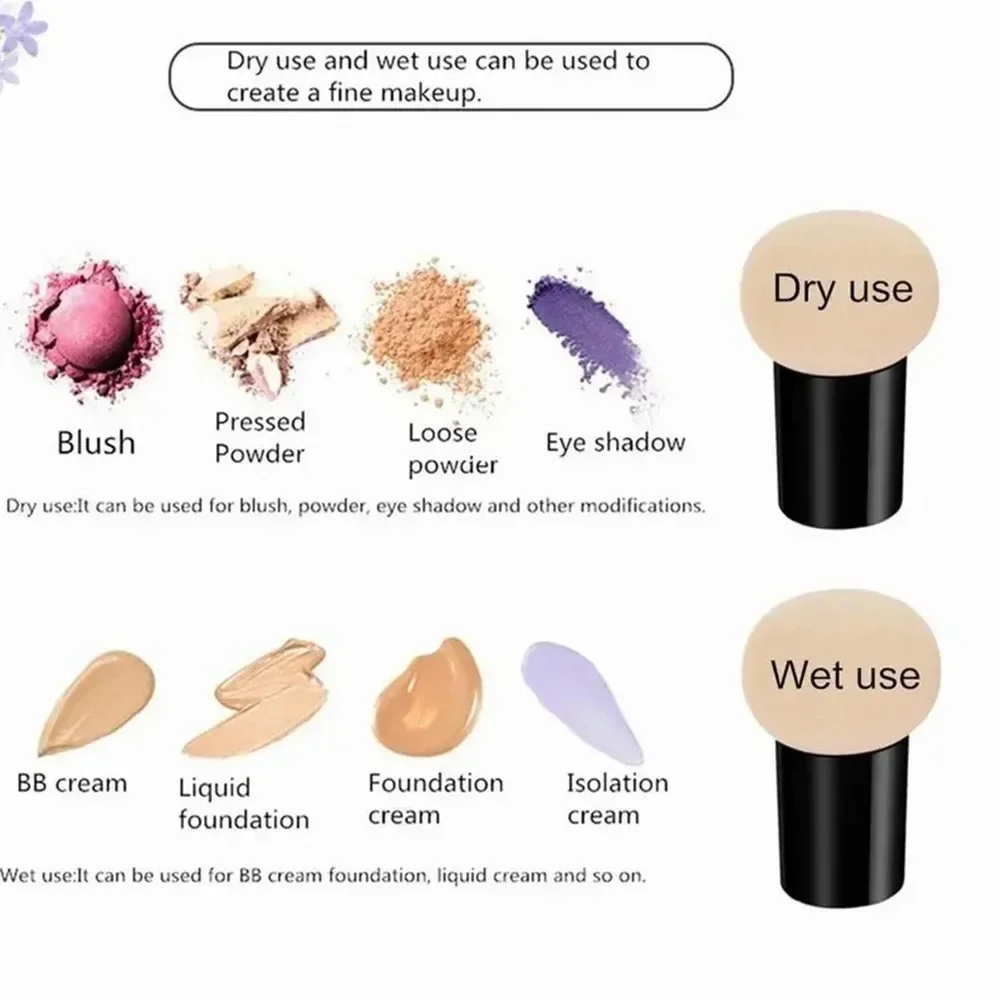 Spugna per trucco con testa di fungo Dry Wet Dual-use soffio di polvere cosmetico con custodia per manico creme per fondotinta professionali strumenti di bellezza