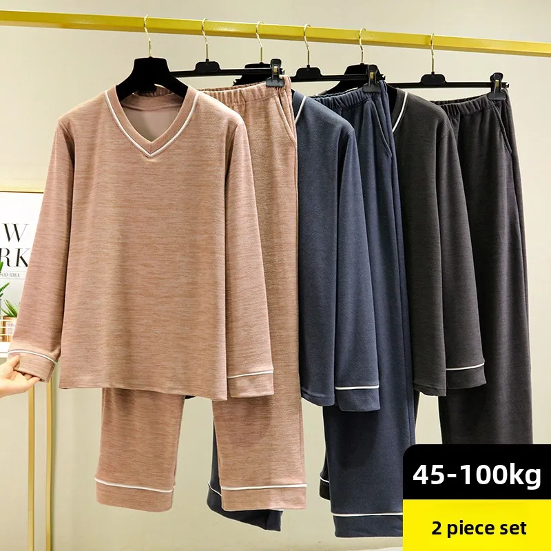 

Мужской зимний теплый комплект одежды Thiened Long Sve Fce на подкладке, свободная домашняя одежда из двух предметов, смесь полиэстера и спандекса