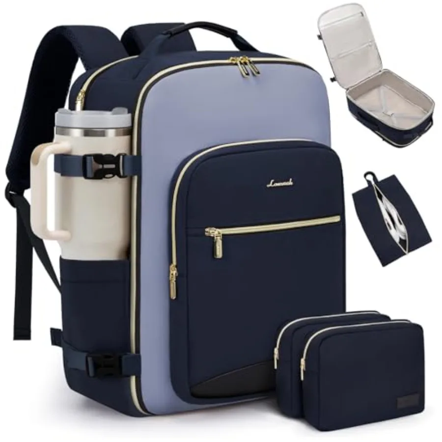 

Travel Backpack for Women and Men, Airline Approved Carry On Luggage with 3 Packing Cubes, TSA Overnight Bags, Waterproof Perso