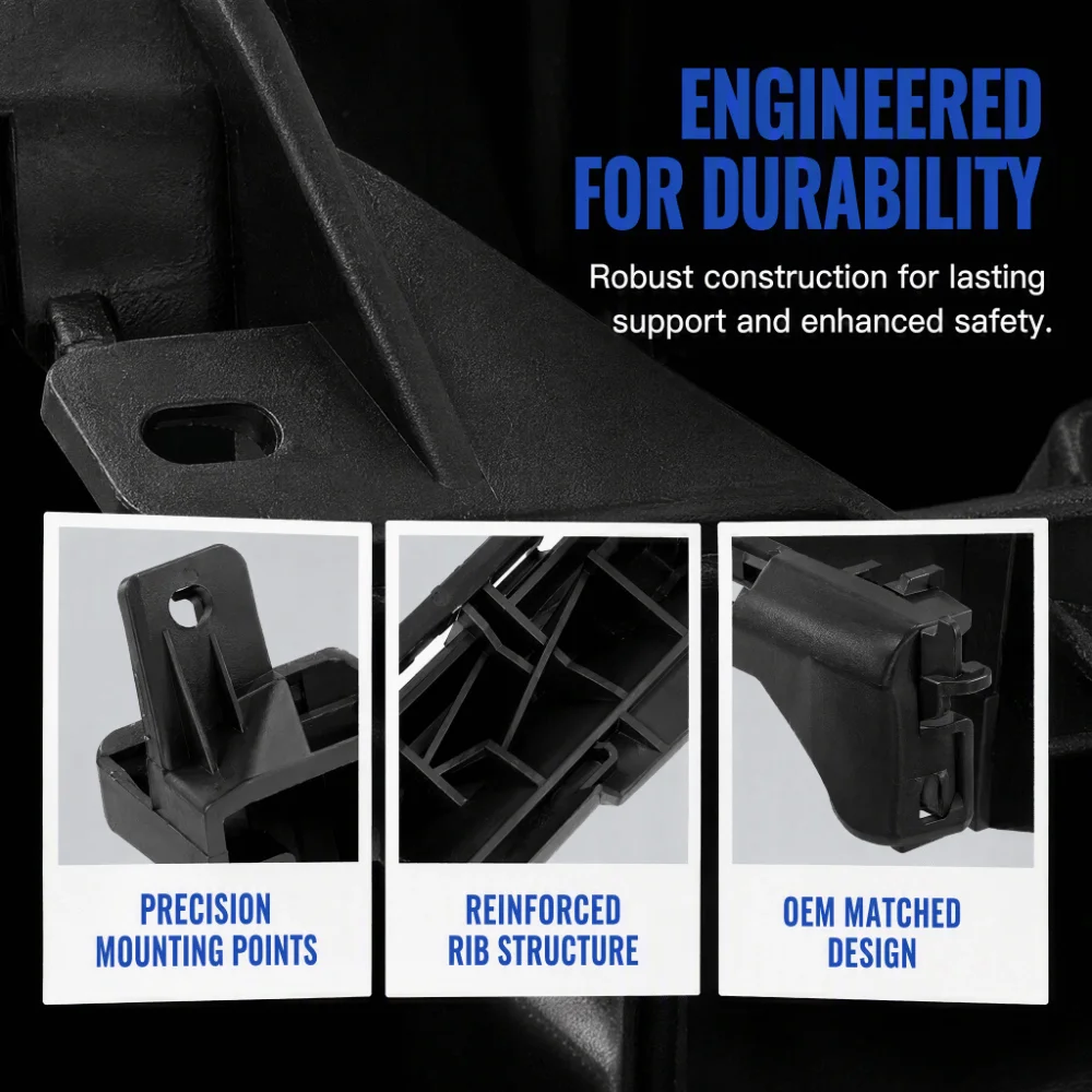 1 Pair Black Front Bumper Bracket Plastic Bumper Support Holder for 307 CC 2003-2009 / 307 SW 2002-2009