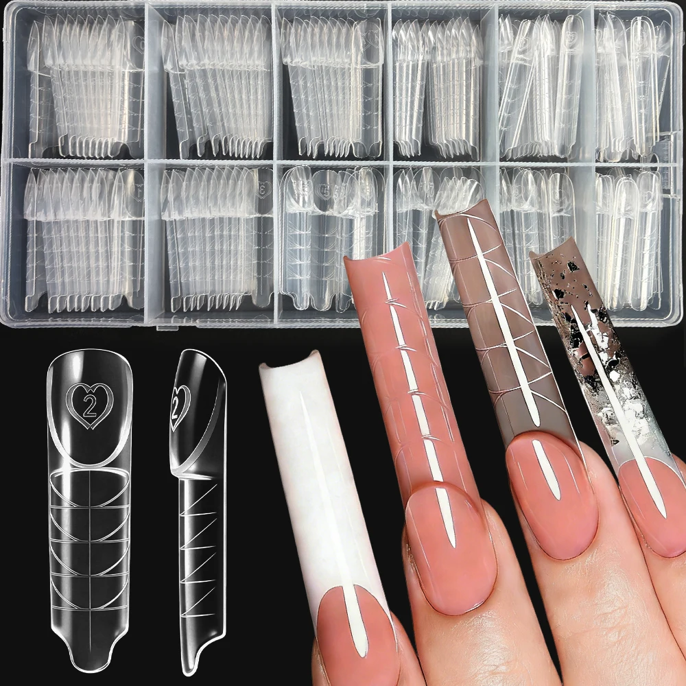 

60/75/150pcs Space Dual Forms French Nail Molds 15 Size Nail Tips Reusable Special Design Extension Nail Art Form Manicure Salon