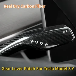 Gear Lever Patch for Tesla Model 3 Y Real Dry Carbon Fiber 3K 240G Handmade Steering Wheel Gear Shift Cover Wiper Accessories