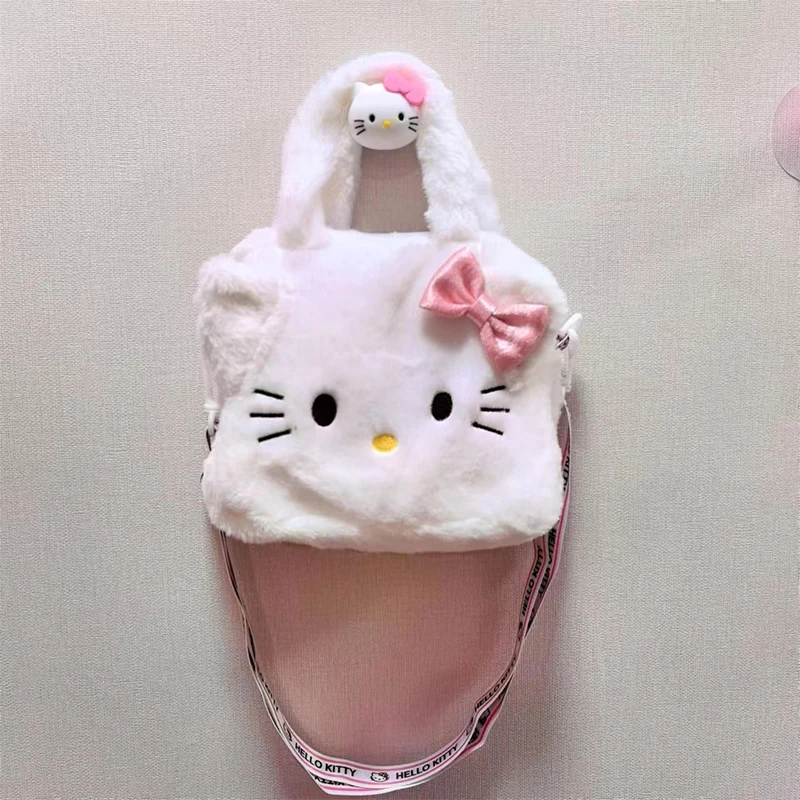 Hello Kitty Sanrio Plush Bag Kuromi Melody Cartoon Anime Portable Handbag Crossbody Cosmetic Kawaii Storage Bag Women Girls Gift