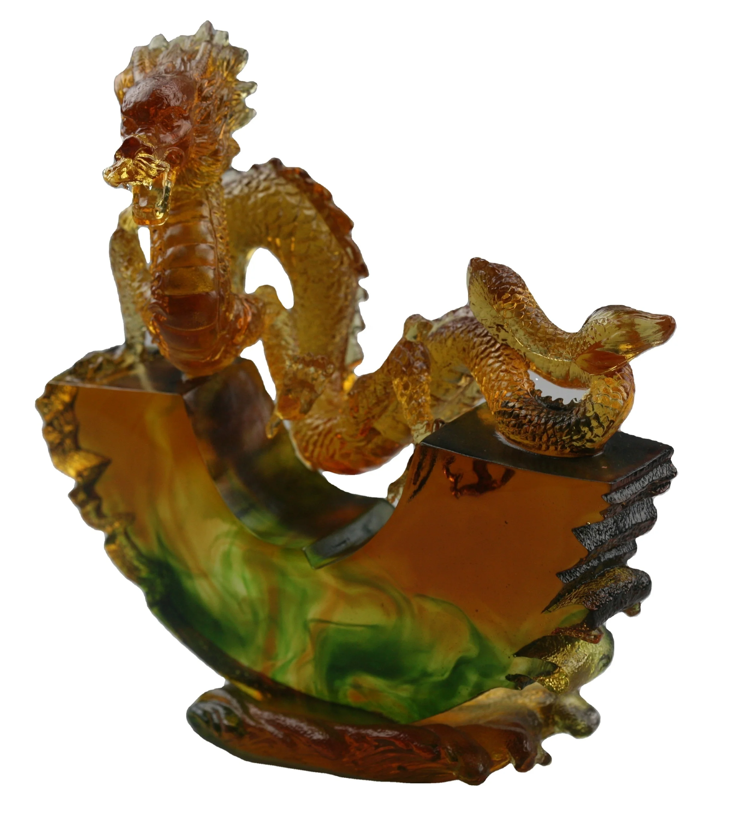 R%*ArtFamily Animal-Themed Crystal Dragon Sculpture Handcrafted Art Glass Statue Using Lost-Wax Process Jiangsu Office Desk