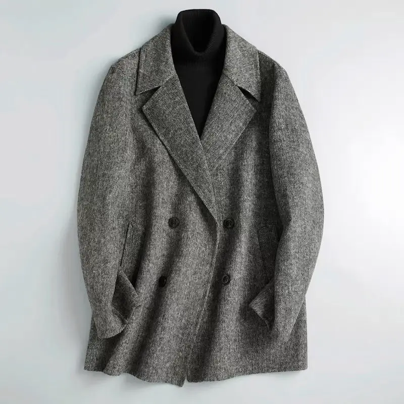 

Men's Autumn Winter Top Coat Sweater Suit Double-breasted Double-sided Simple Comfortable Loose Casual Design Fashion Advanced