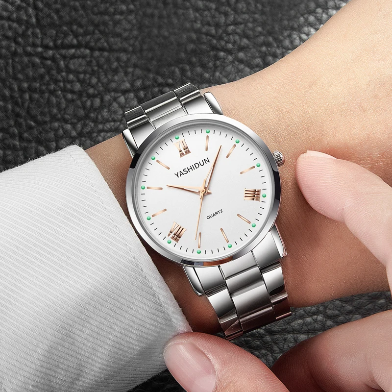YASHIDUN カップル腕時計男性女性ビジネスデザインハンドウォッチレザーカップル腕時計クォーツ腕時計時計ギフトリロイ Mujer