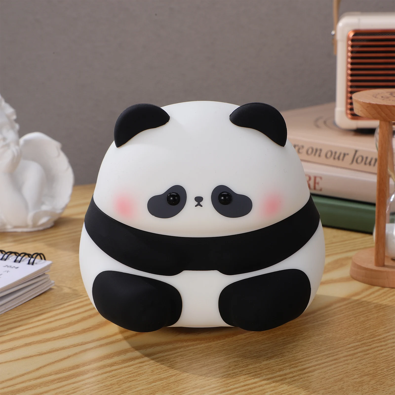 

Silicone Panda Warm White Animal Night Light Kids Bedroom Cartoon Table Lamp ABS Nightlights For Adults Material