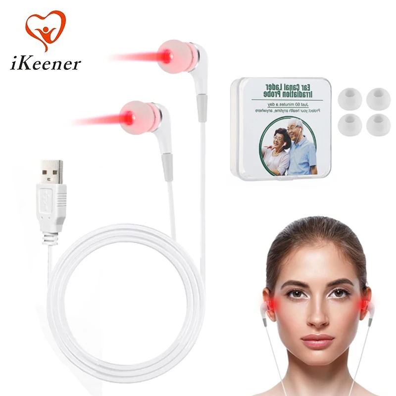 

Лазерный терапевтический прибор для ушей от шума в ушах, мини-USB, LLLT-излучение, 650 нм, красный свет, физиотерапевтический аппарат, ушные вкладыши для лечения отита и ринита