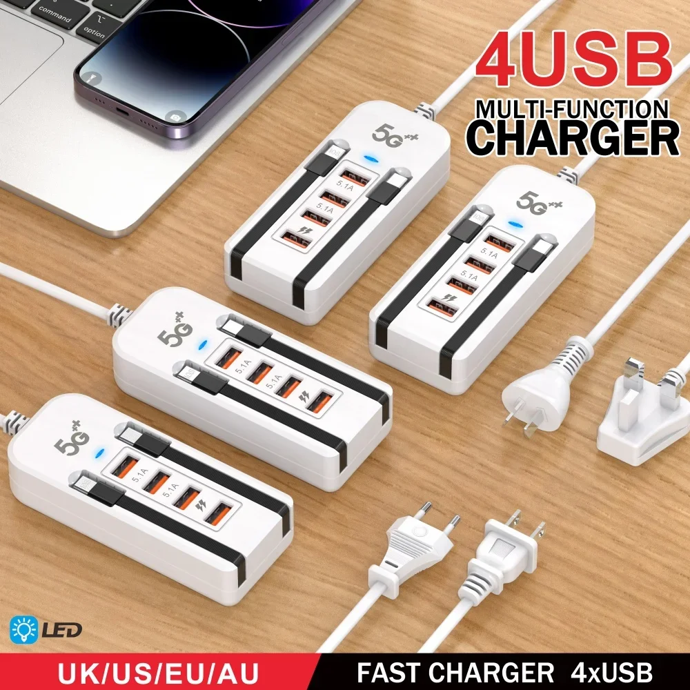 66 واط متعدد المنافذ شاحن USB PD نوع C شحن سريع الهاتف المحمول شحن سريع الاتحاد الأوروبي الولايات المتحدة المملكة المتحدة التوصيل الجدار محول آيفون سامسونج Xiaomi