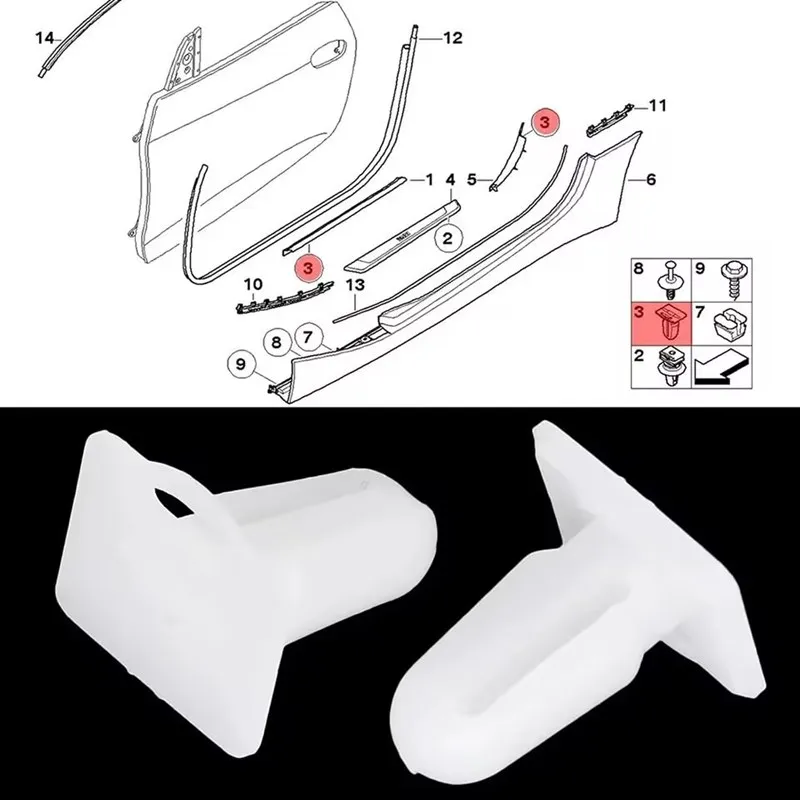 Car Door Sill Covering Trim Clips Fasteners for BMW 51471840960 E30 E31 E32 E34 E36 E38 E39 E46 Z3 M3 M5 3 5 7 8 Series