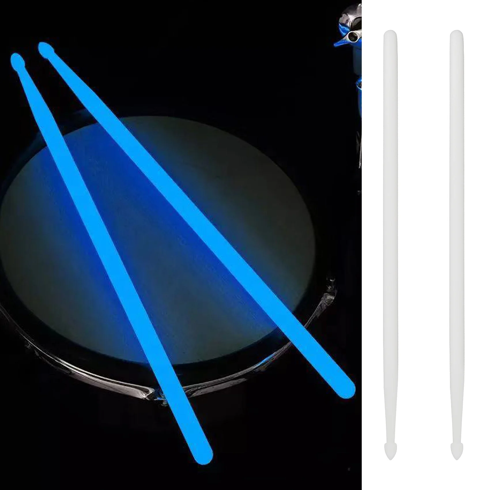 1Pair 5A Luminous Drum Stick Drum Set Fluorescent Drumsticks Jazz Drumsticks Stage Glow in Dark Drum Accessories Blue