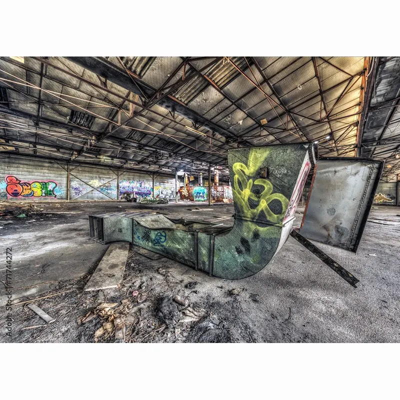 Fondali per foto Vintage Retro Factory Interior Graffiti vecchio muro di mattoni fotografia sfondo puntelli da Studio PJT-04