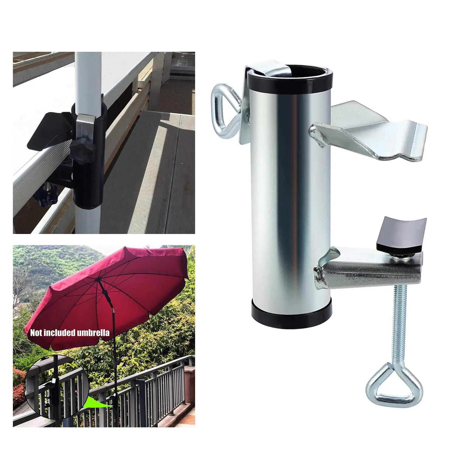 Adjustable Patio Umbrella Holder Sun Shade Support Balcony Umbrella Holder for Fixed Deck Railing Beach Balcony Bleachers Fences