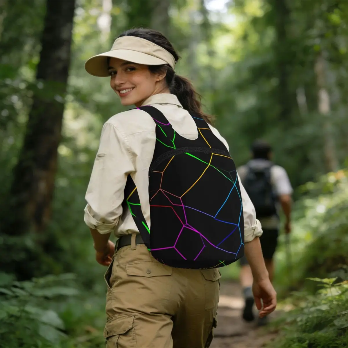 Futuristic Neon Polygonal Texture Backpack Student BookBag Children Storage School Bag Computer Shoulder Bags for Boys Girls