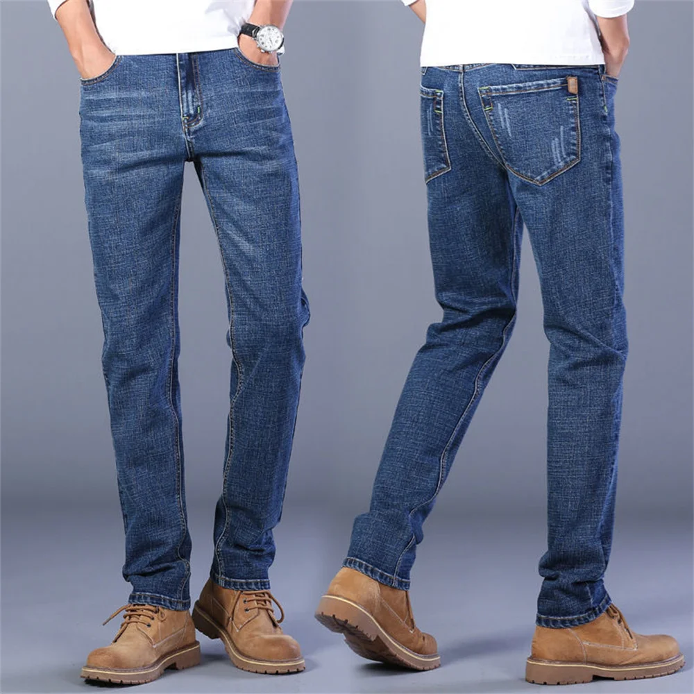 Klassische Stil Männer Marke Jeans Business Casual Stretch Dünne Denim Hosen Blau Schwarze Hose Männlichen cargo hosen männer jeans hosen