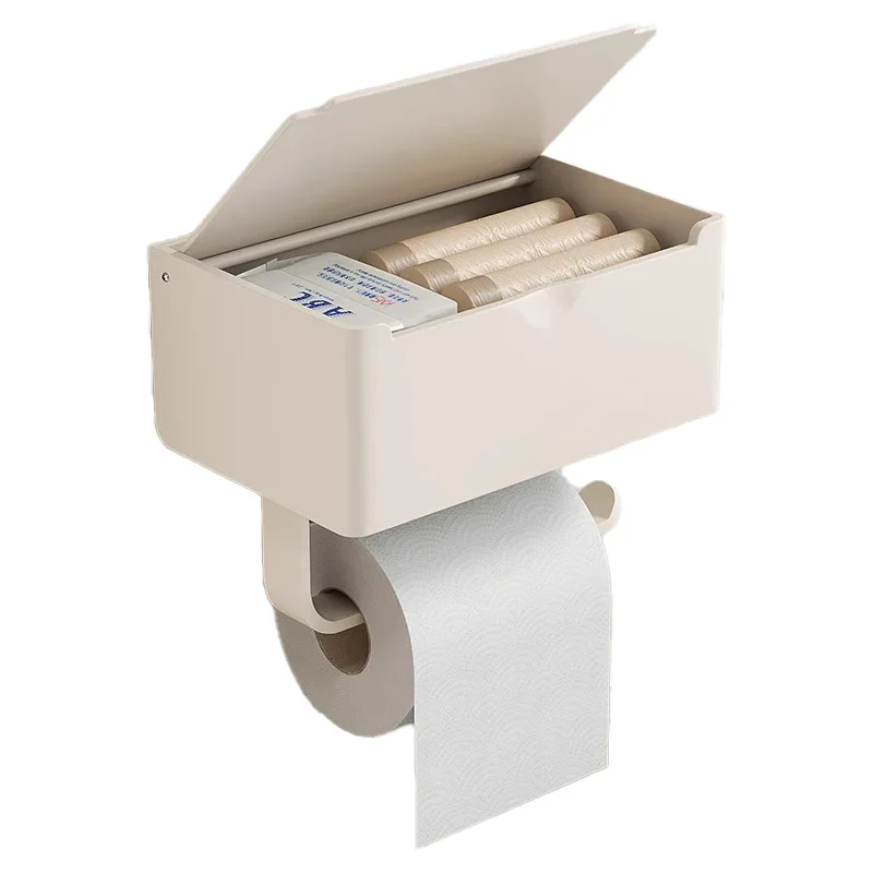 

Toilet roll paper holder No punching toilet carton Wall hanging toilet tissue placement box rack