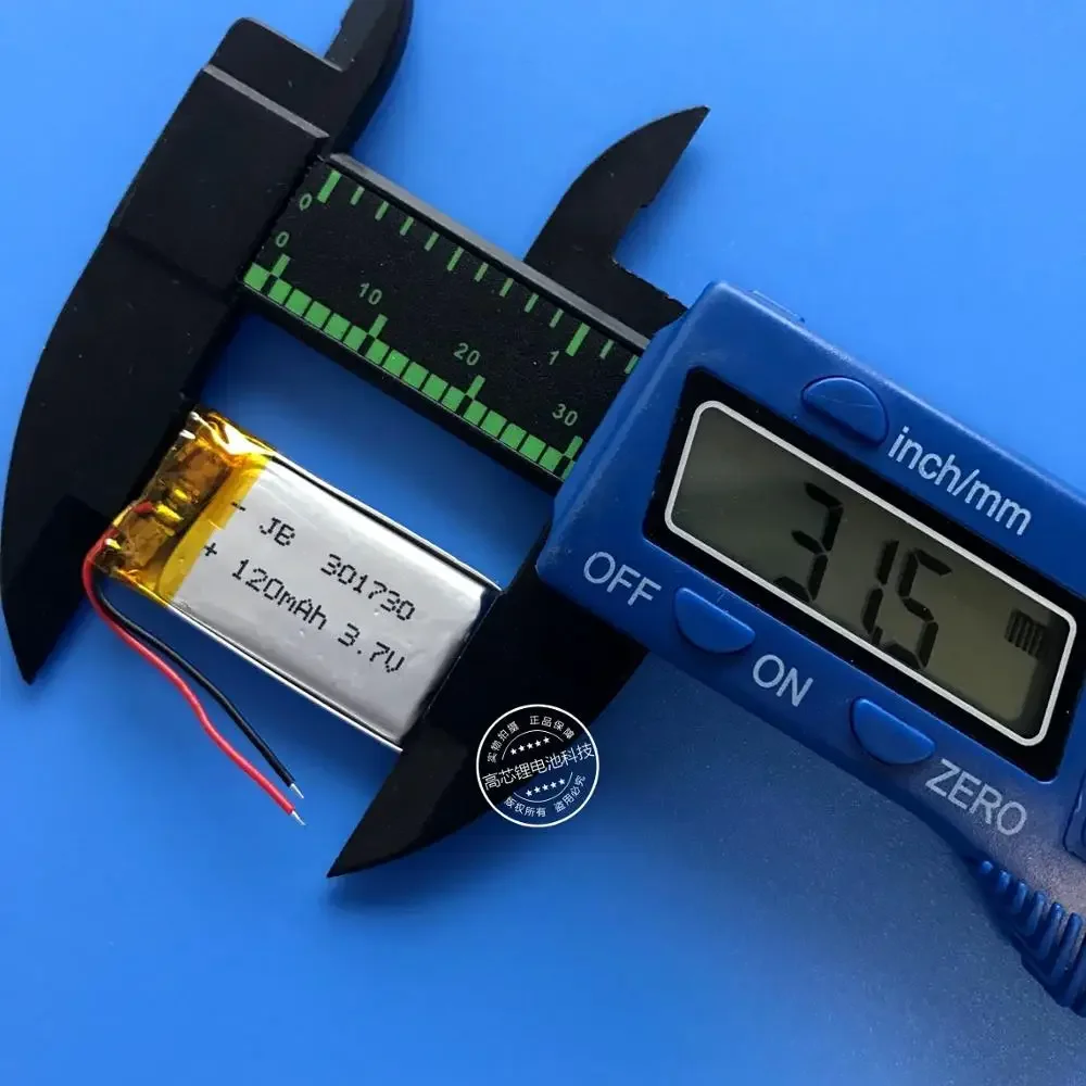 폴리머 리튬 배터리, 301730 120mAh 블루투스, 스마트 팔찌 시계, 카메라 장난감, 충전식 리튬 이온 셀, 3.7V