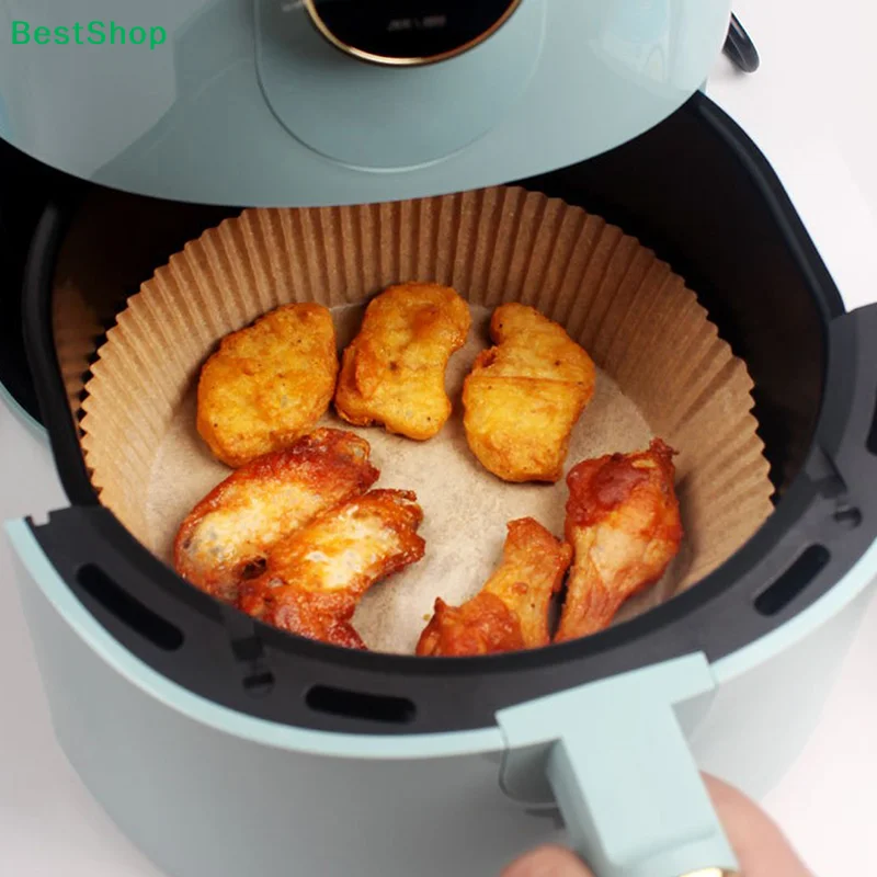 ★50pcs 16cm Air Fryer Disposable Paper Liner Non-Stick Mat Wood Pulp Round Paper