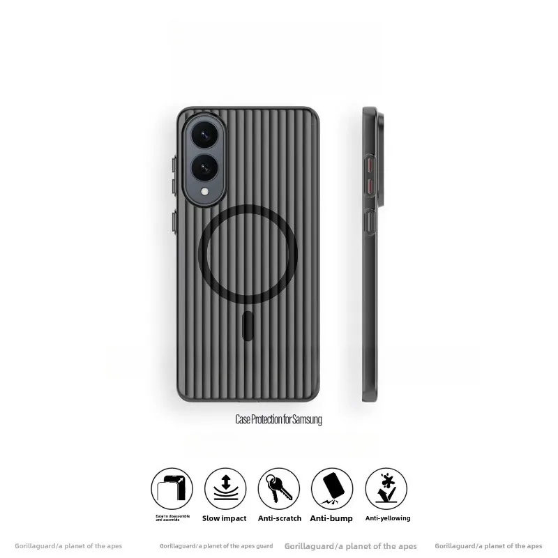 For Samsung Galaxy S25 Edge Magnetic Case Luxury Grating Fro
