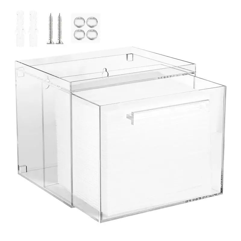 

Face Towel Box Acrylic Towel Bin With Drawer Facial Towel Container Makeup Organizer For Vanity Bedroom Bathroom