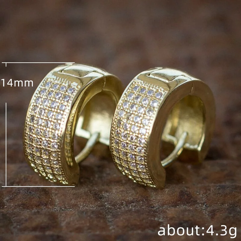 Huitan Small Mini Circle Earrings Women/Men Micro Paved Shiny CZ Personality Hoop Earrings for Party Versatile Statement Jewelry