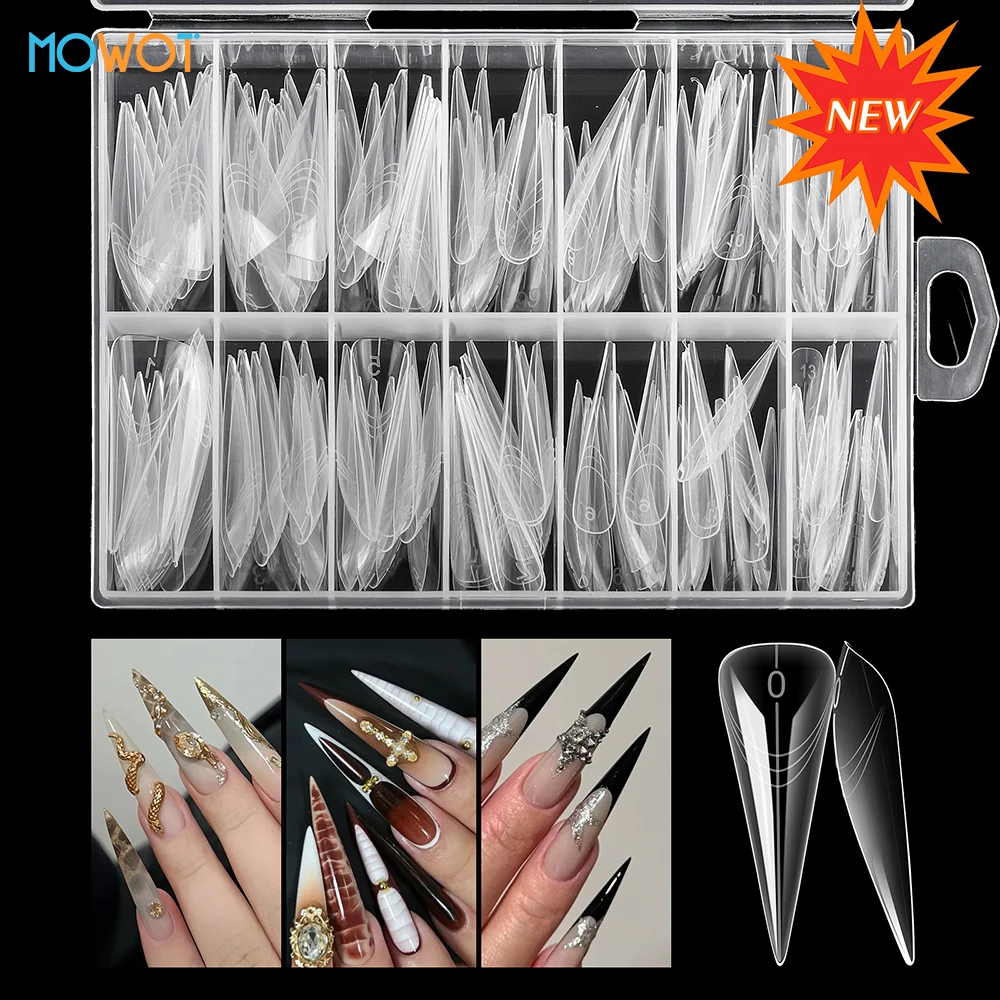 MOWOT جديد 140 قطعة قالب أظافر مزدوج الشكل لجل أظافر بولي واضح غطاء كامل بناء سريع قالب جل أكريليك تمديد علوي أشكال أظافر