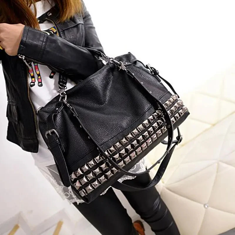 Customizable Rivet Faux Leather Handbag for Women, Fashion Cowhide Crossbody Bags, Single Shoulder Bag, Large Handbags