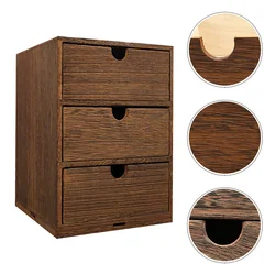 Wooden Storage Box Drawer Shelf Multi-layer Organizer Desk Drawers Dressing Table Retro Box??????? Filing cabinets