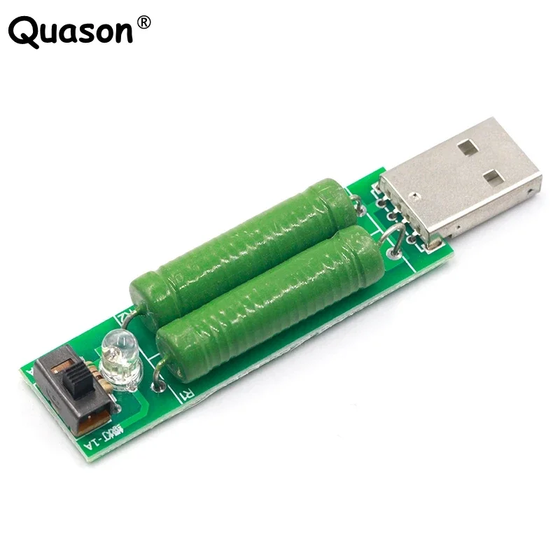 Resistor de carga mini descarga usb 2a/1a com interruptor 1a led verde, 2a led vermelho