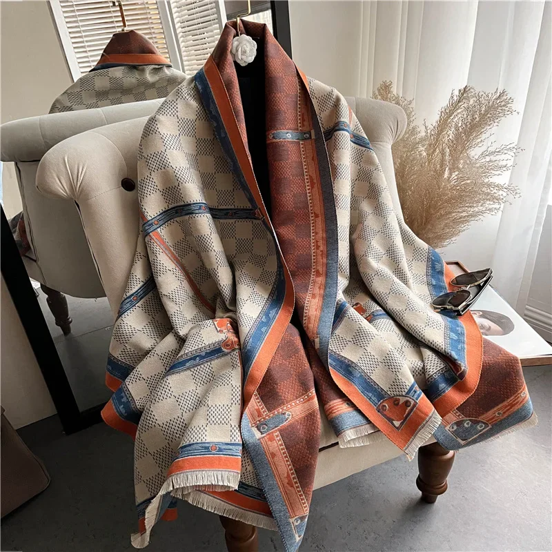 Chic Women's 2024 Scarf - High-End Imitation Cashmere, Chic Fashion for All Seasons, Thick & Tasseled Scarf Women Luxury