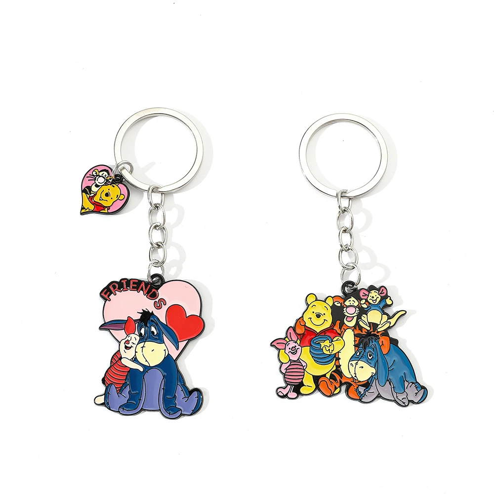 Disney Creative Cartoon Winnie pooh Good Friend KeyChain cute Heart Eeyore Keychain Bag Pendant for Best Friend birthday gift