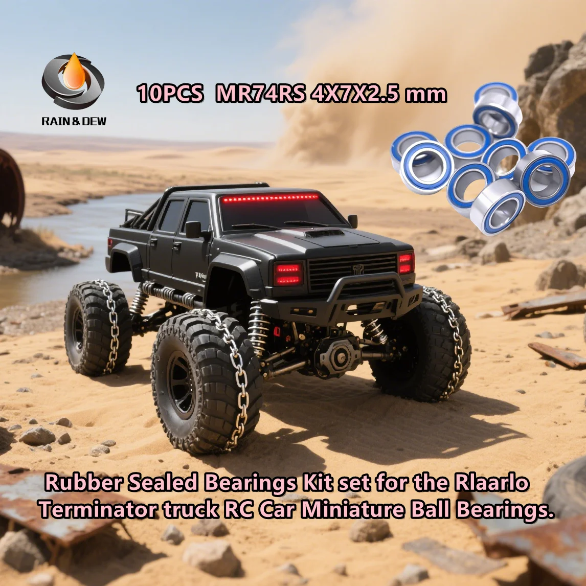 

10 шт. MR74RS 4X7X2,5 мм комплект резиновых герметичных подшипников для грузовика Rlaarlo Terminator RC автомобиля миниатюрные шарикоподшипники