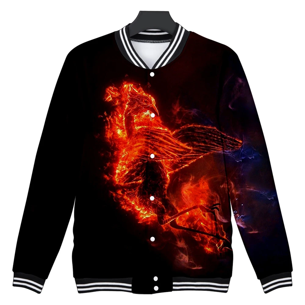 Baseball uniform Men's and women's clothing flame Couple jacket Fashion 3D digital printing Hip hop street