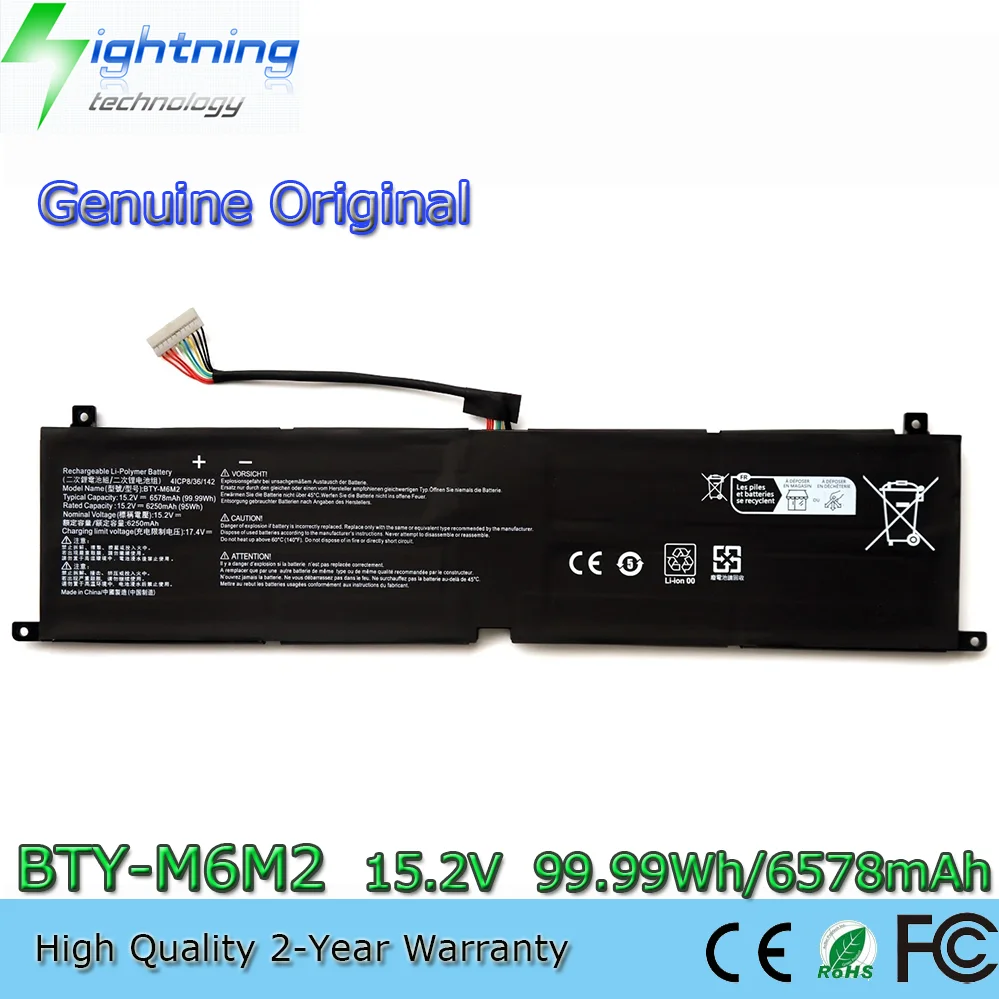 

Новая оригинальная батарея BTY-M6M2 15.2V 99.99Wh для MSI Stealth 16 Studio A13VG A13VE A13VF MS-15F2
