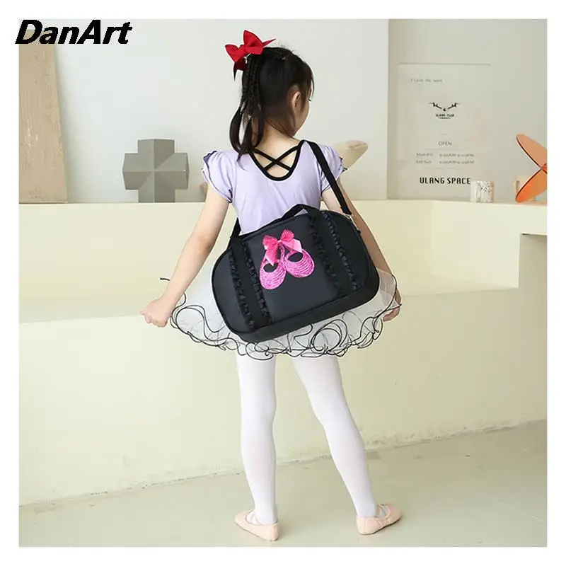 Girls Lace Dance Bag Children's One Shoulder Dance Kid's One Shoulder Dance Backpack Handbag Storage Bag Latin Ballet Duffle Bag