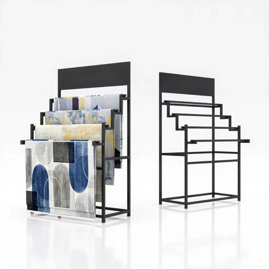 &c Wholesale Size High Quality Hanging Small Blanket Carpet Rug Display Stand for Carpet Showroom
