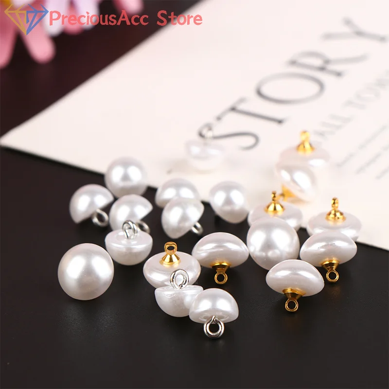 10Pcs 10mm/12mm Mushroom Faux Plastic Shirt Semicircle Pearl Buttons Shank Button Mini Sewing DIY For Clothing Decorative