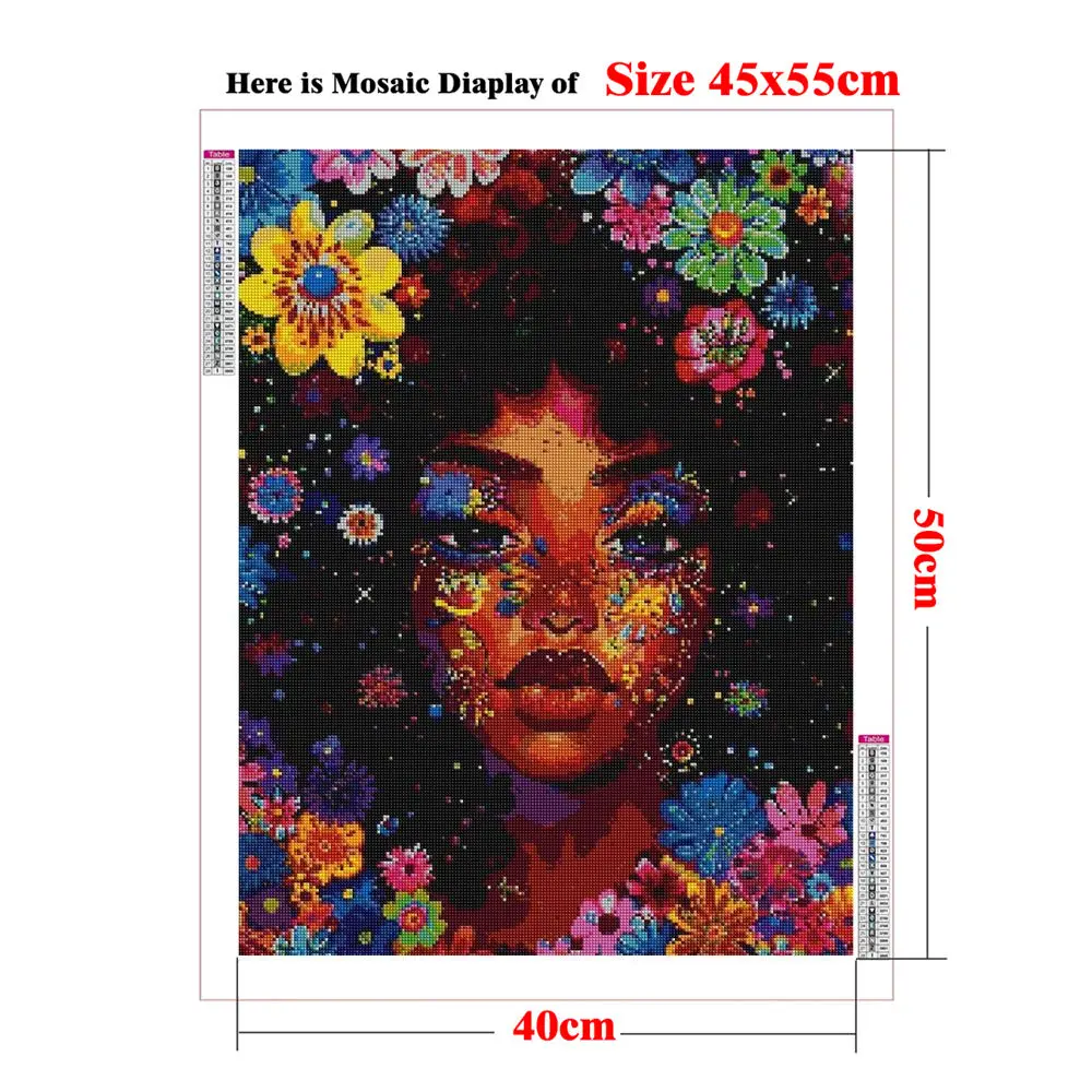 Black Art Diamond Painting DIY Diamond Embroidery Cross Stitch African American Woman Mosaic Rhinestone Kit Home Decoration view 2