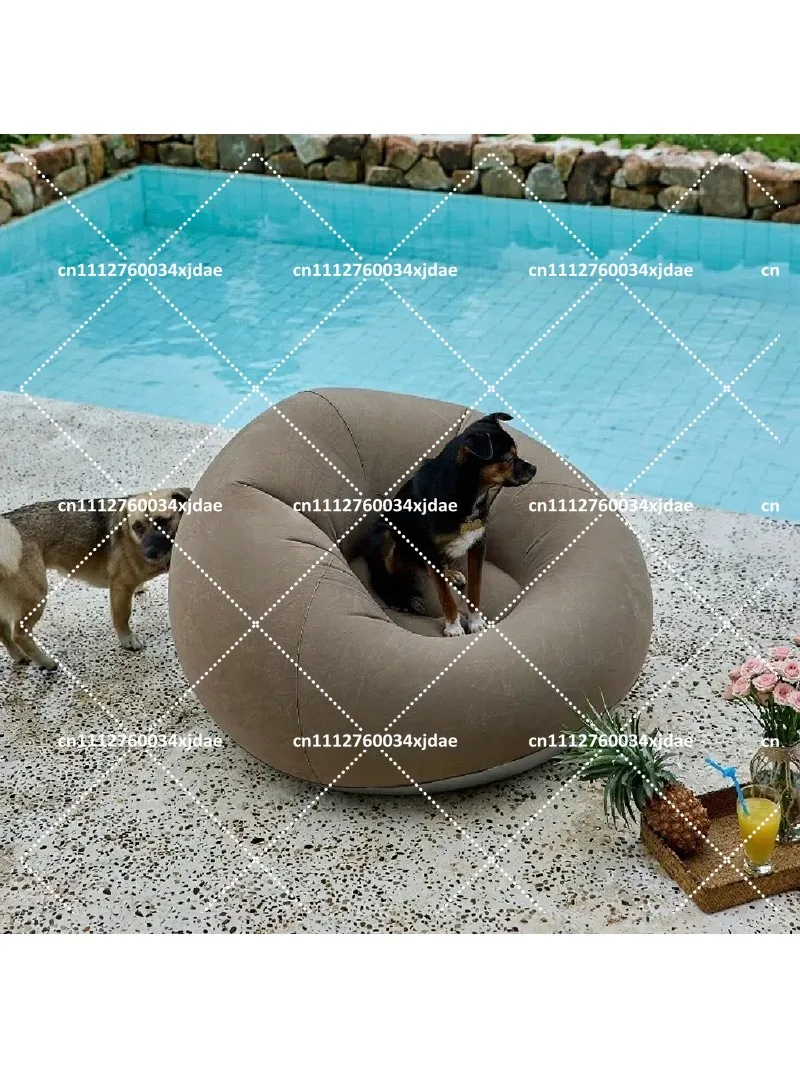 Foldable Flocking Inflatable Sofa Single PVC Ball Shaped Lounge Chair for Outdoor Leisure