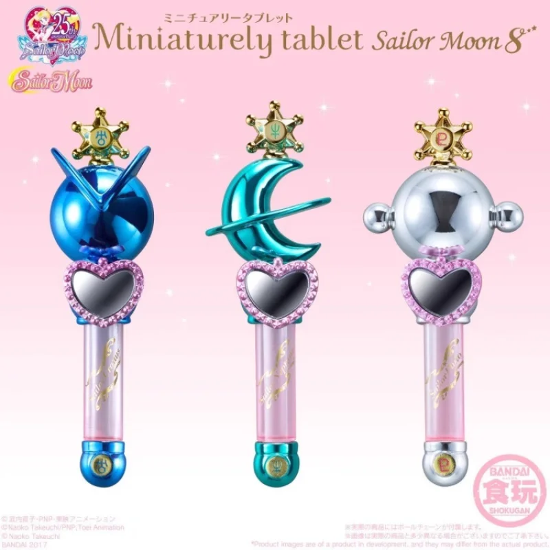 

Bandai Original 3Pcs Miniaturely tablet Sailor Moon 8 Toys For Kids Gift Collectible Model Ornaments