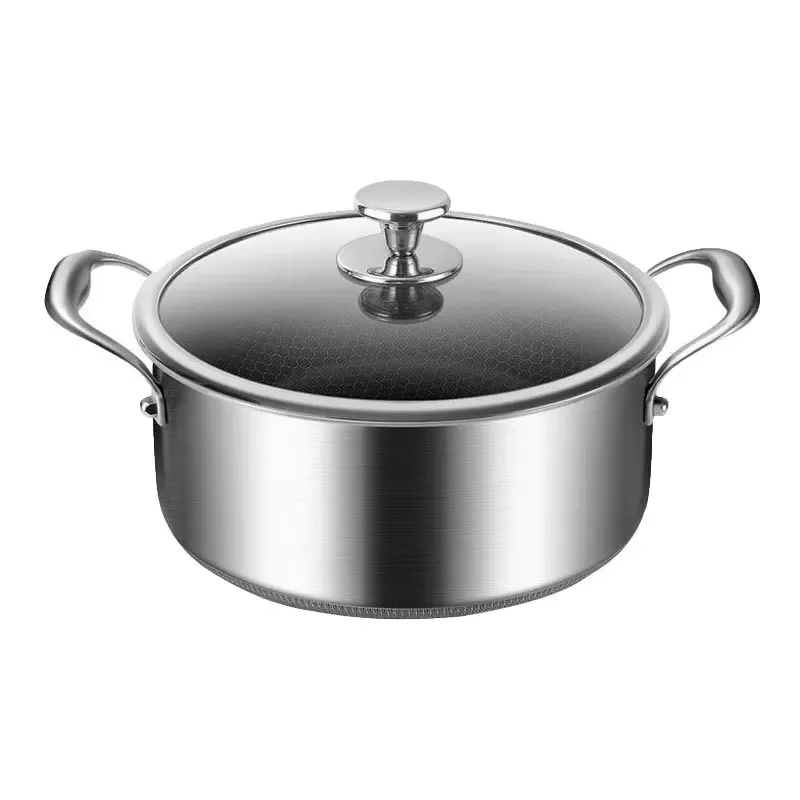 316 Stainless Steel Soup Pot Non Stick Honeycomb Engraving Casserole Induction Cookware Durable Kitchen Stew Pan for Home