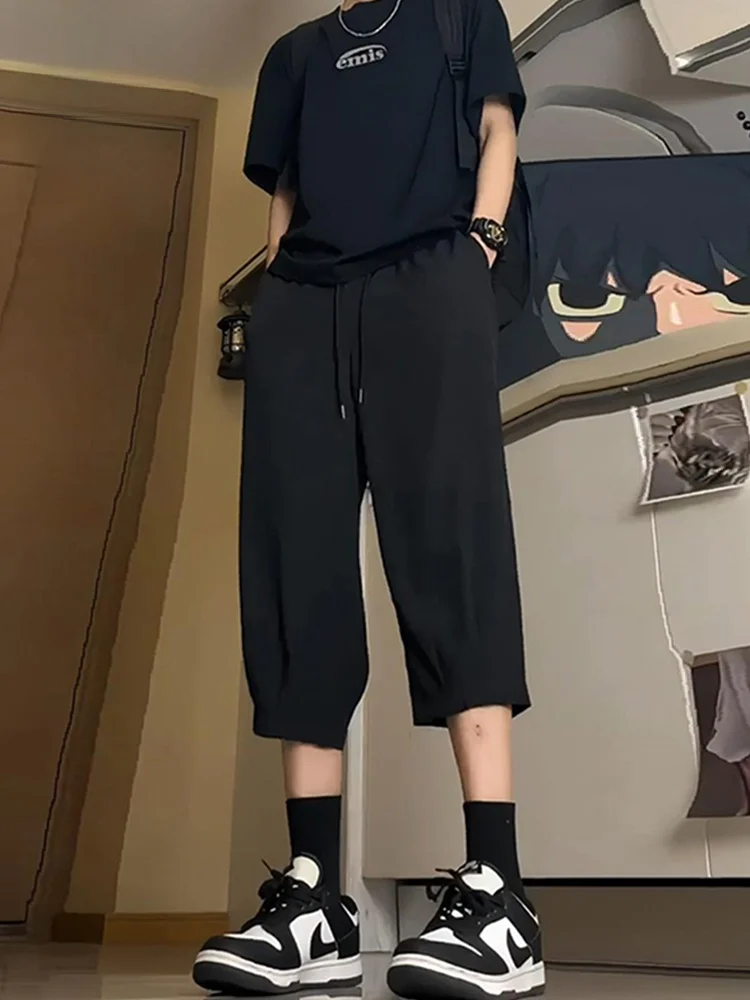 

Мужские летние тонкие быстросохнущие спортивные повседневные брюки American Sle Ice Silk, длиной ниже колена, 7/8