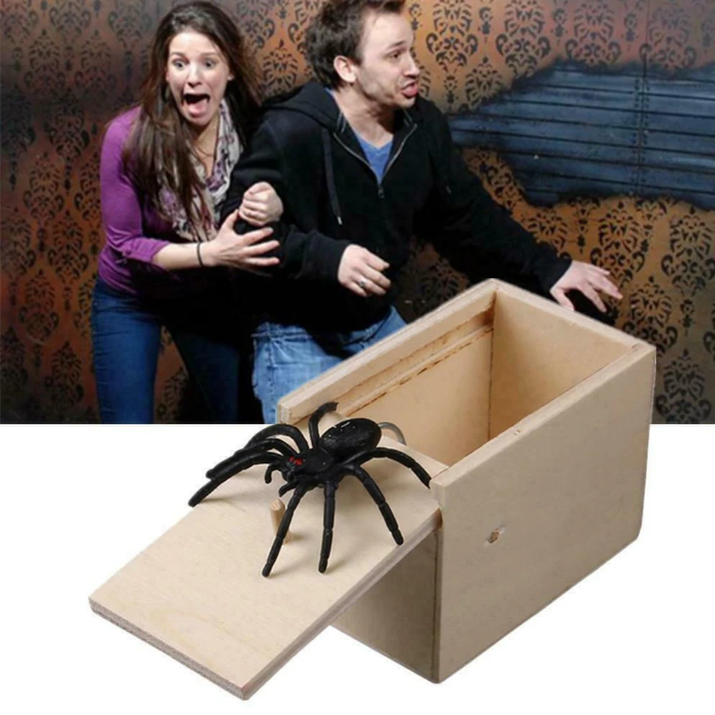 Handcrafted Wooden Spider Money Surprise in A Box Pranks Stuff Toys Funny Wooden Box Toy Practical Joke Toys for Adults & Kids
