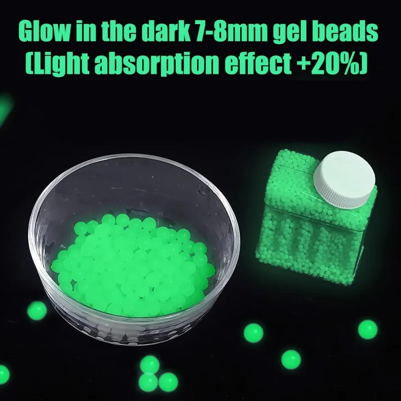 Vendita calda Inodore Luminoso Bagliore nel buio Assorbe Acqua Gel Palla Pistola Blaster Gel Sfere 7-8mm Munizioni Proiettile