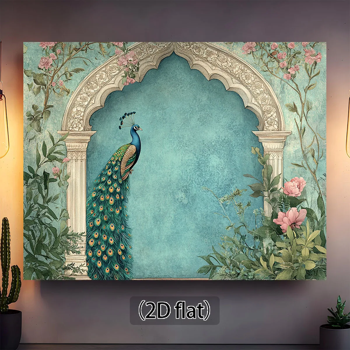 Luxurious Peacock Floral Tapestry Wall Hanging Boho Garden Decor Vintage Aesthetic Nature Artwork Large Living Room Background B