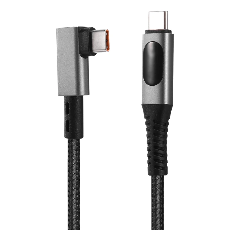 USB4 Type-C 240W Fast Charging Cable With LED Digital Display 8K@60Hz 40Gbps Data Transfer Data Cable Right Angle