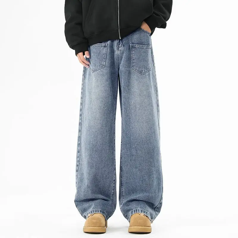 

Men's Loose Casual Jeans Spring And Autumn Styles Plus Size Fashion Straight Tube Hanging Feeling Loose Retro Wide Leg Pants