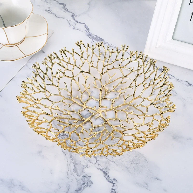 Light Luxury Metal Fruit Plate Living Room Desktop Decor Fruit Plate Ornaments European Home Kitchen Fruit and Vegetable Basket