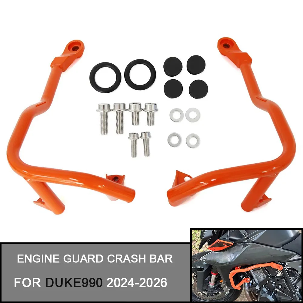 For DUKE990 DUKE 990 2024 2025 Accessories Lower Engine Guard Crash Bar Protection Lower Upper Lower Orange Crash Bar