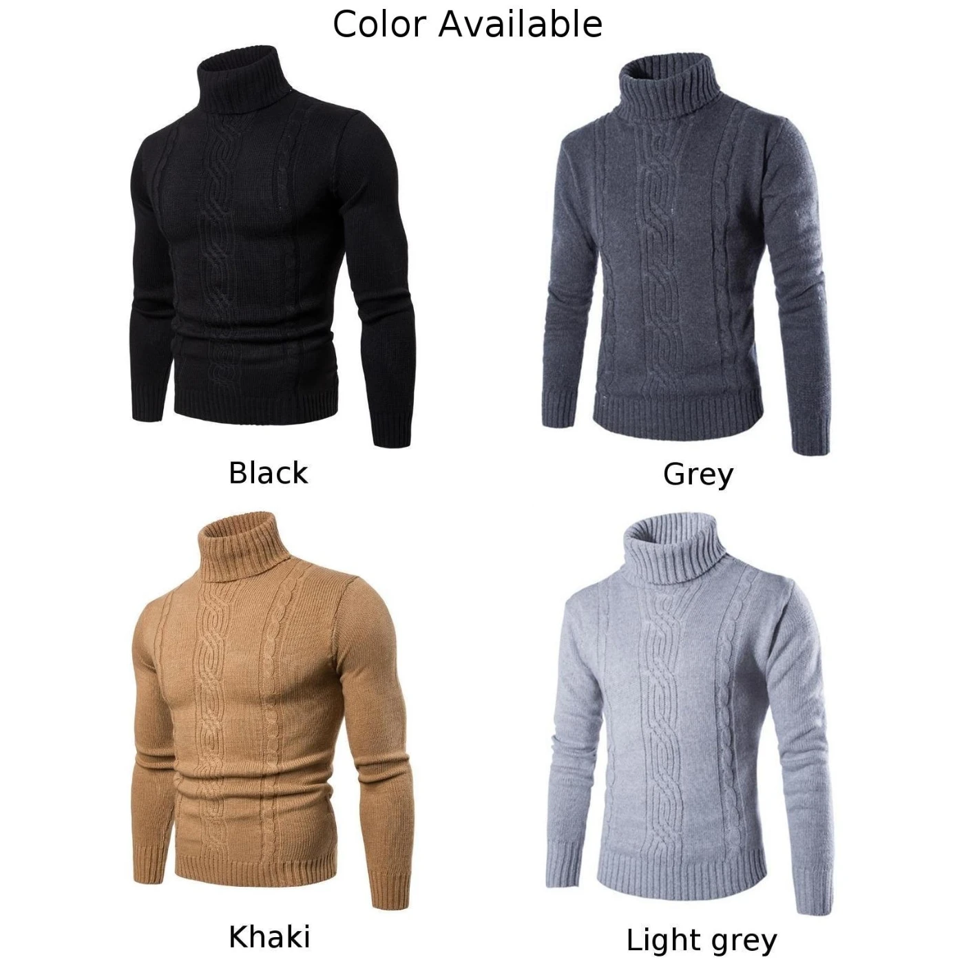 Suéter de punto para hombre, cárdigan de cuello alto, manga larga, ligero, elástico, Color sólido, cómodo, vacaciones diarias, moda
